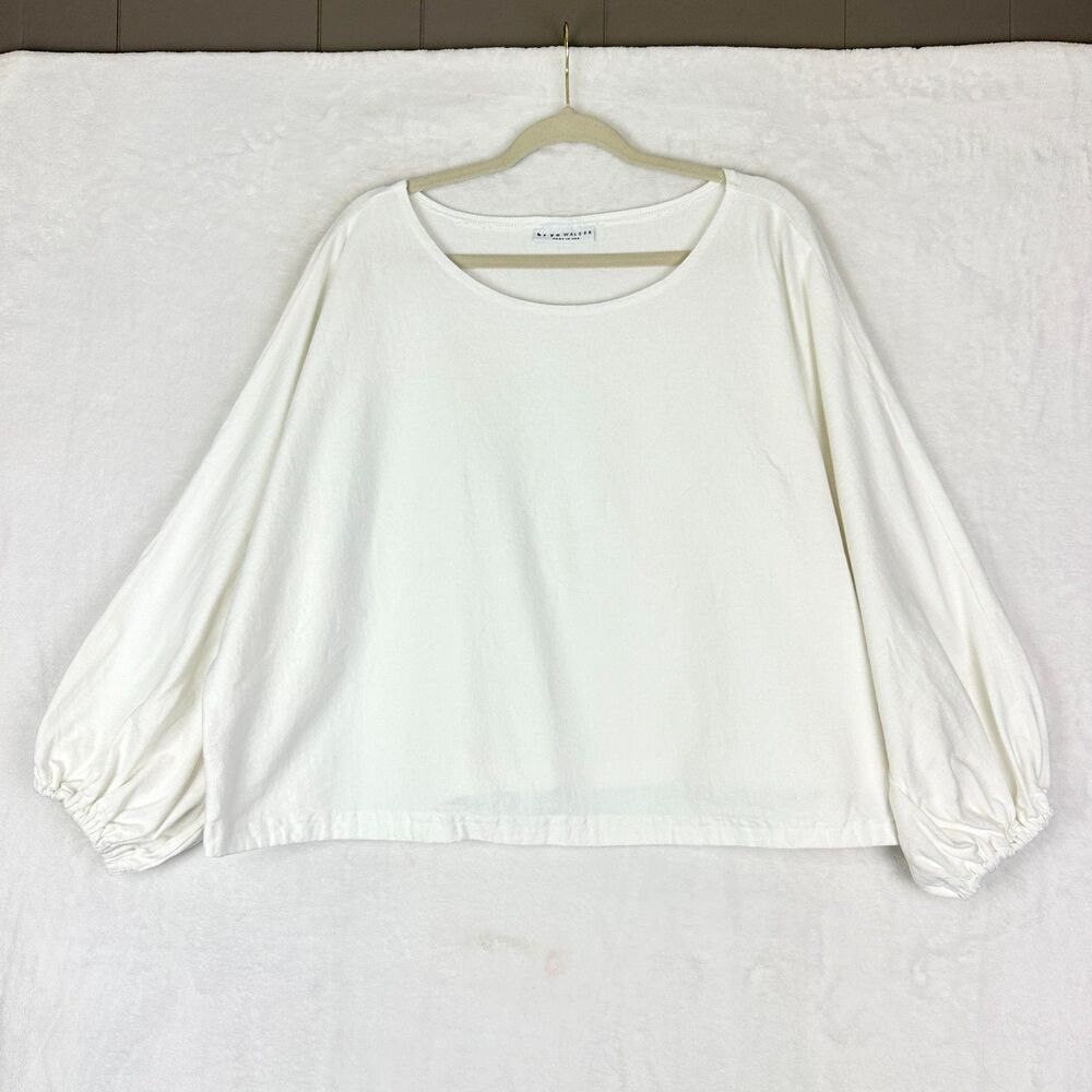 Bryn Walker Dolman Sleeve Top Size Large Oversized Lagenlook White Cotton